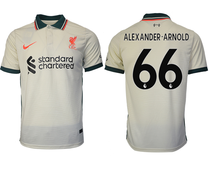 Men 2021-2022 Club Liverpool away aaa version cream #66 Soccer Jersey